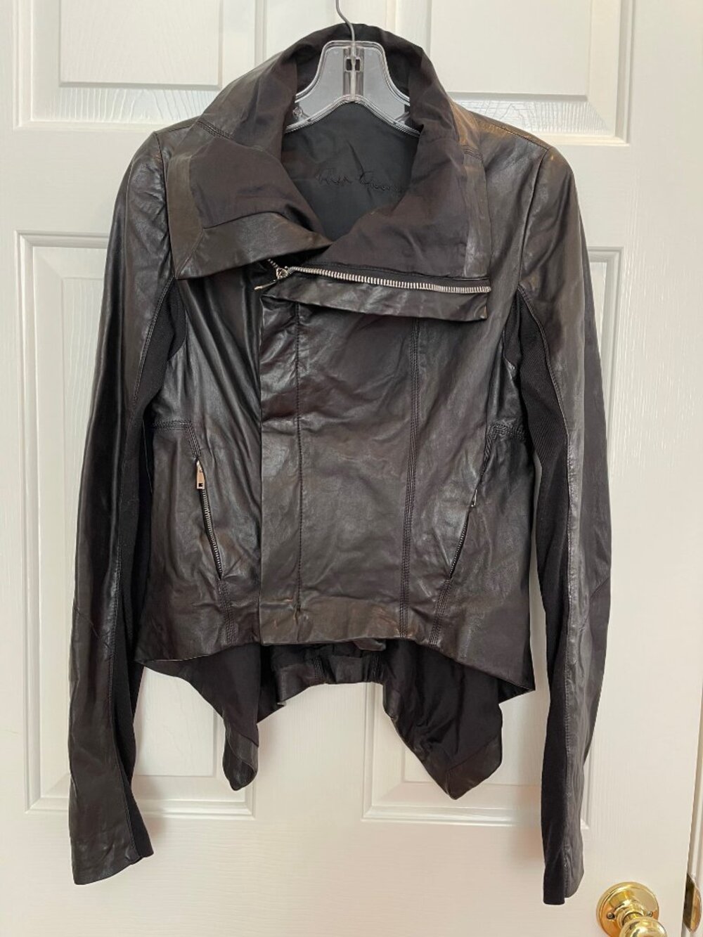 Rick Owens Moody Biker Black Leather Jacket RP8710 IT 44 (US 8-10)